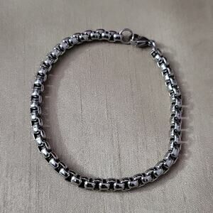 6mm Stainless steel silver rounded box chain bracelet
